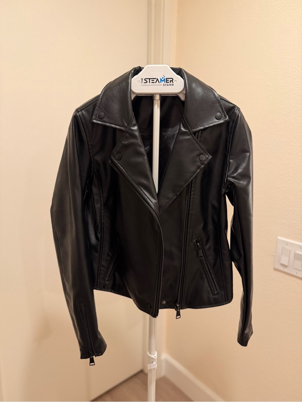 Anthropologie Women's Black Faux Leather Moto Jacket